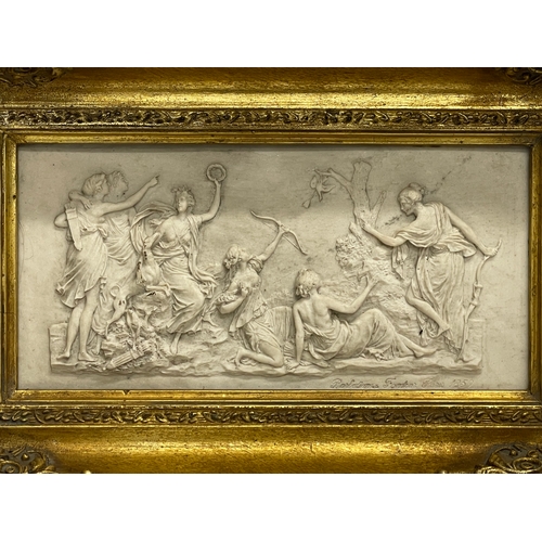 277 - A reproduction Barbedienne Fondeur alabaster wall plaque in an ornate gilt Frame. 45x30cm