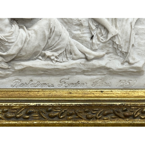 277 - A reproduction Barbedienne Fondeur alabaster wall plaque in an ornate gilt Frame. 45x30cm