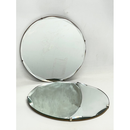 279 - 2 Art Deco bevelled mirrors. Largest 45cm