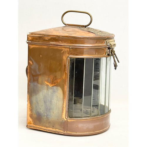 285 - An early 20th century Davey & Co London copper ships lantern. 1924. Electrified. 21x22x27cm