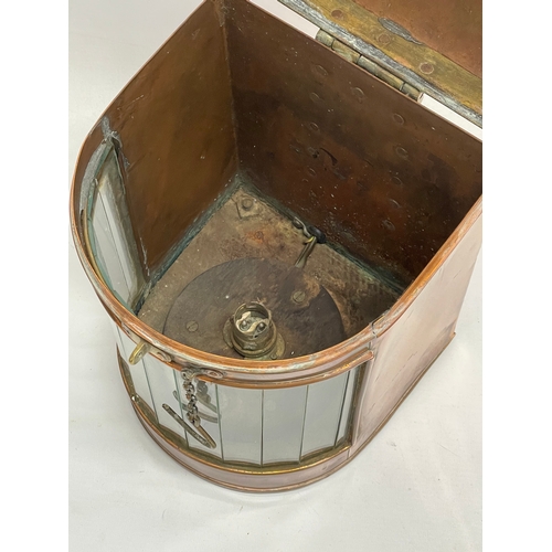 285 - An early 20th century Davey & Co London copper ships lantern. 1924. Electrified. 21x22x27cm