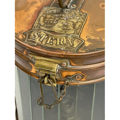 285 - An early 20th century Davey & Co London copper ships lantern. 1924. Electrified. 21x22x27cm