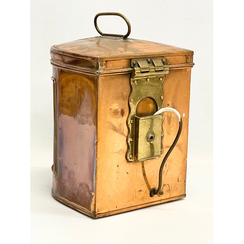 285 - An early 20th century Davey & Co London copper ships lantern. 1924. Electrified. 21x22x27cm