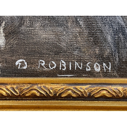 295 - An oil painting by D. Robinson. Painting measures 59.5x44cm. Frame 70x54.5cm