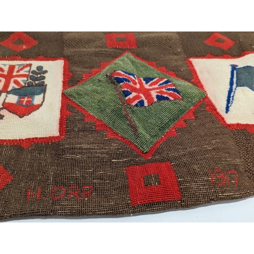 311 - A woolwork commemorating the memory of H. Orr in The First World War, 1917. 60x41cm