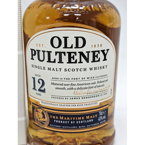 312 - An unopened bottle of Old Pulteney Single Malt Scotch Whisky, Aged 12 Years, in box. Matured in oak,... 