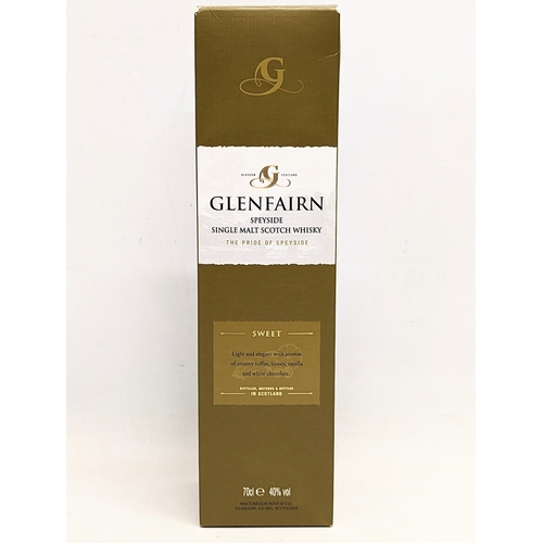 319 - An unopened bottle of Glenfairn Speyside Single Malt Scotch Whisky in box. Sweet, and matured in oak... 