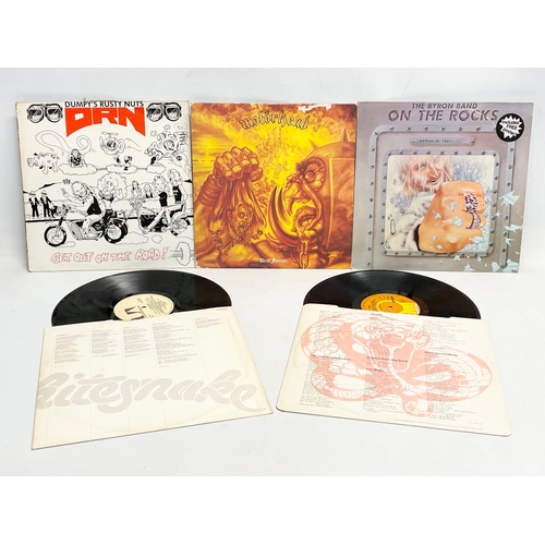 361 - A collection of LP vinyl records. Motörhead Death Foreber. 2 Whitesnake albums, Whitesnake Love Hunt... 