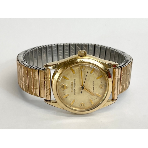 592 - A gold Rolex Oyster Speedking watch. 1940’s.