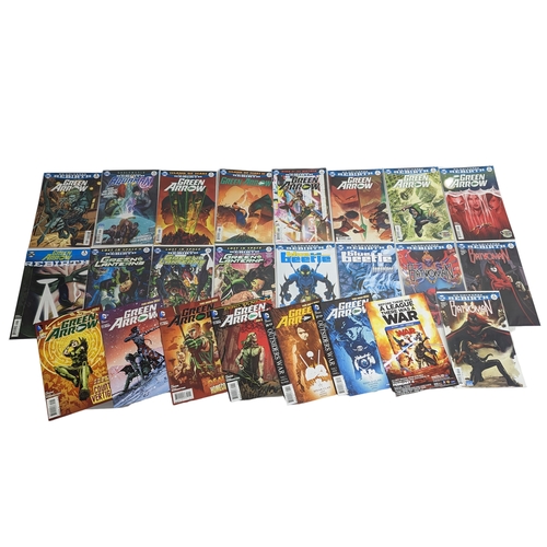 377 - A collection of DC Comics including Bat Woman, Green Lantern, Green Arrow, Blue Beetle, Aquaman.