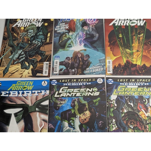 377 - A collection of DC Comics including Bat Woman, Green Lantern, Green Arrow, Blue Beetle, Aquaman.