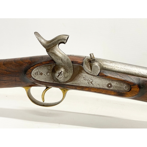 196E - An early to mid 19th century 2 Band Enfield rifle, used by The East India Trading Company. 93cm