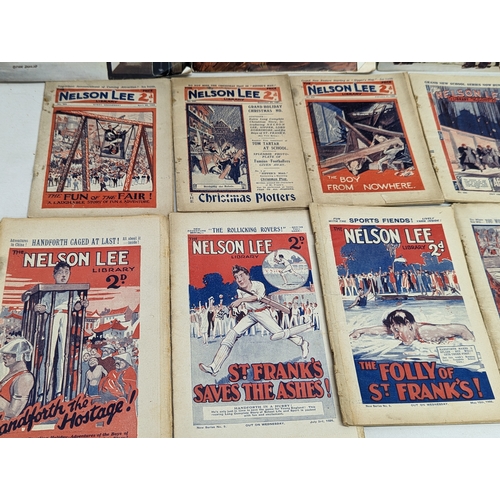 389D - 10 1920s The Nelson Lee Library pamphlets with 4 1950s Leatherneck Magazines of the Marines.