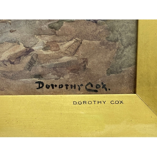 207I - A watercolour painting by Dorothy Cox in an Edwardian gilt frame. Lynton Town. Painting measures 36.... 