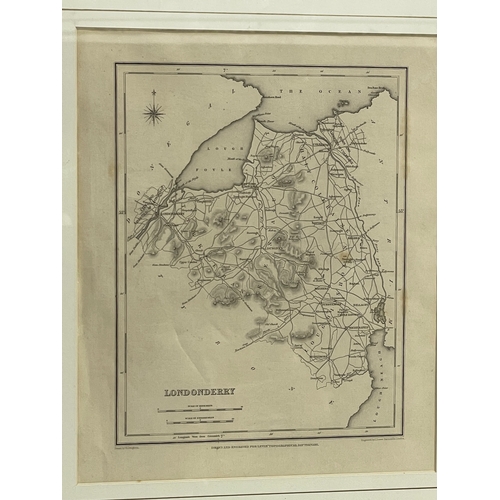 207K - 2 early 20th century engraved maps of County Londonderry and Tyrone, Northern Ireland. Engraved by J... 