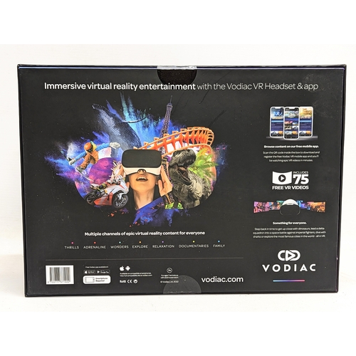 376F - A Vodiac Virtual Reality Headset, for your smartphone. Includes 75 free VR videos. Unopened.