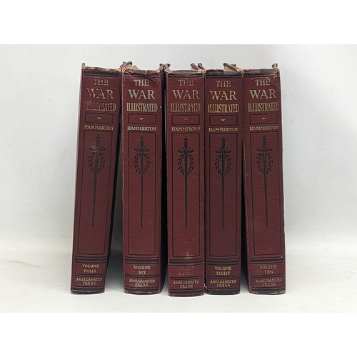 379D - 5 Volumes of The War Illustrated, Volume IV, VI, VII, VII, X by Sir John Hammerton. Published by The... 