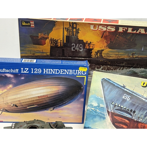 376V - A collection of models, including a U. S. S. R. Typhoon Submarine by Italeri, 3 Revell models of 