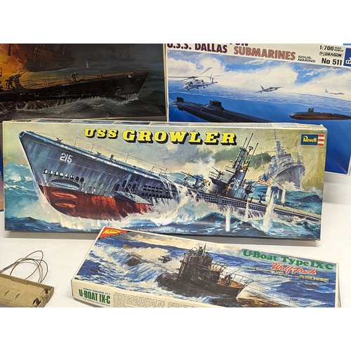 376V - A collection of models, including a U. S. S. R. Typhoon Submarine by Italeri, 3 Revell models of 