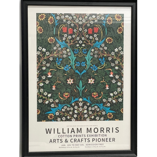 379H - 2 William Morris framed prints. William Morris Cotton Prints Exhibition. Arts & Crafts Pioneer. Sout... 