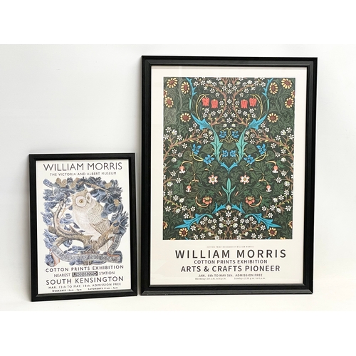 379H - 2 William Morris framed prints. William Morris Cotton Prints Exhibition. Arts & Crafts Pioneer. Sout... 