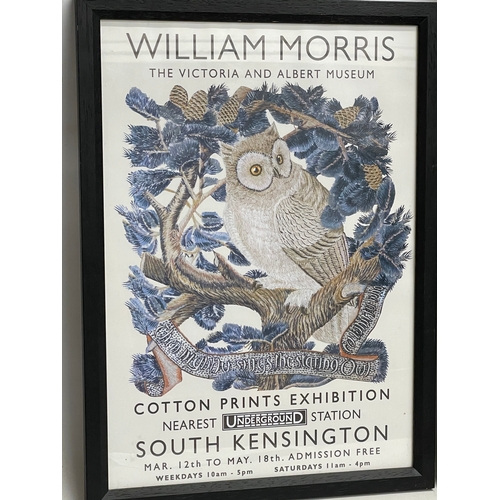 379H - 2 William Morris framed prints. William Morris Cotton Prints Exhibition. Arts & Crafts Pioneer. Sout... 