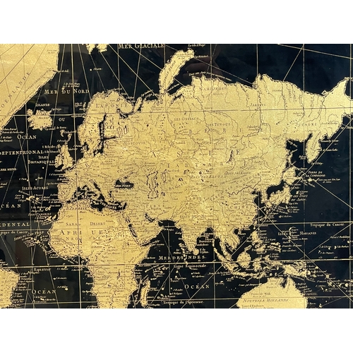 280M - A framed map of the world. 92x60cm