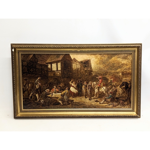 280P - A large vintage oleograph in gilt frame. 88x52cm with frame, 75x38.5cm without frame.