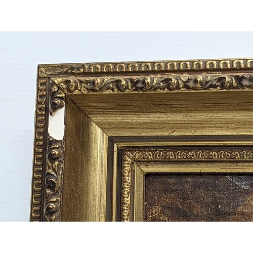 280P - A large vintage oleograph in gilt frame. 88x52cm with frame, 75x38.5cm without frame.