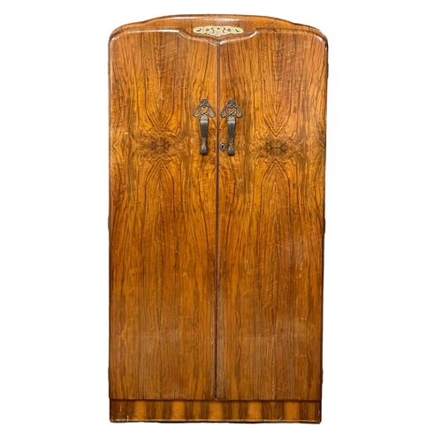 176 - A vintage Art Deco style Walnut gents wardrobe. 90x47x172.5cm