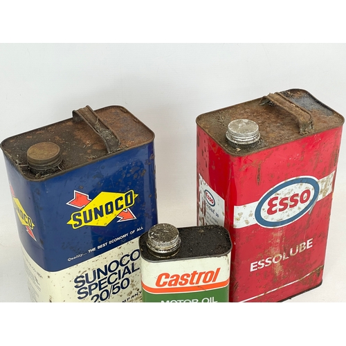 388A - 3 oil cans. Esso, Castrol and Sunoco.