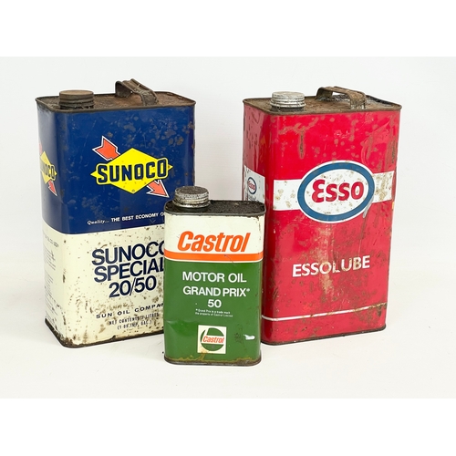 388A - 3 oil cans. Esso, Castrol and Sunoco.