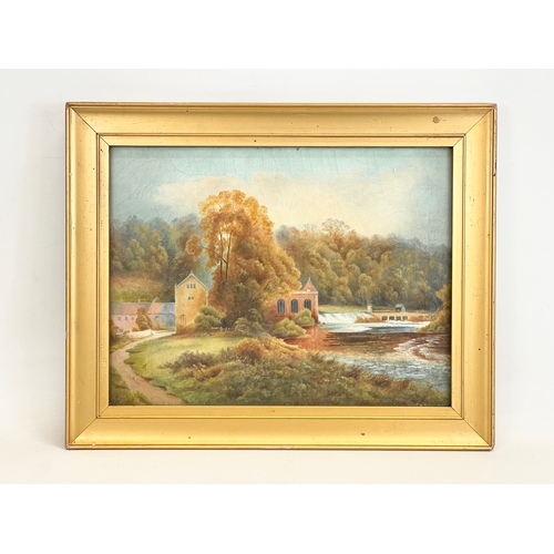 388F - A vintage oil painting of Kings Mill Castle Donington by A. Ashworth. Painting measures 30x40cm. Fra... 