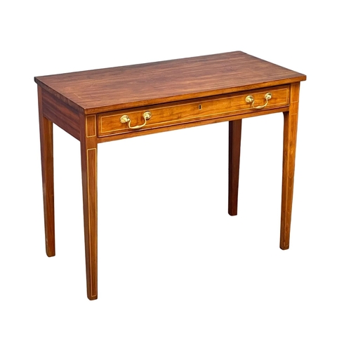 1083 - A George III inlaid mahogany Sheraton style side table with drawer. Circa 1800. 89.5x45x72cm