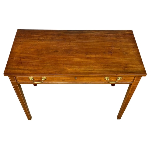 1083 - A George III inlaid mahogany Sheraton style side table with drawer. Circa 1800. 89.5x45x72cm