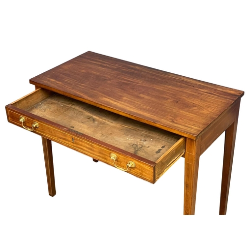 1083 - A George III inlaid mahogany Sheraton style side table with drawer. Circa 1800. 89.5x45x72cm