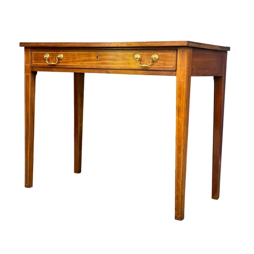 1083 - A George III inlaid mahogany Sheraton style side table with drawer. Circa 1800. 89.5x45x72cm