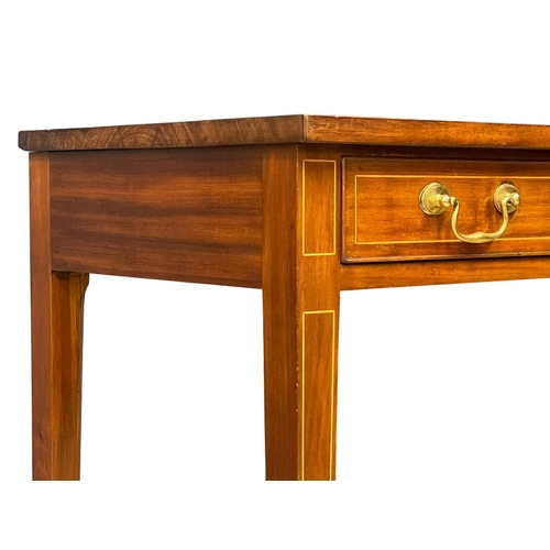 1083 - A George III inlaid mahogany Sheraton style side table with drawer. Circa 1800. 89.5x45x72cm