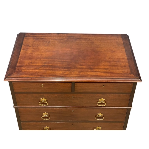 1085 - A good quality early 20th century Georgian style mahogany chest of drawers with 2 brass side handles... 