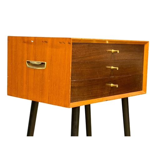 1089 - A Mid Century teak cutlery chest. 59x38x77cm