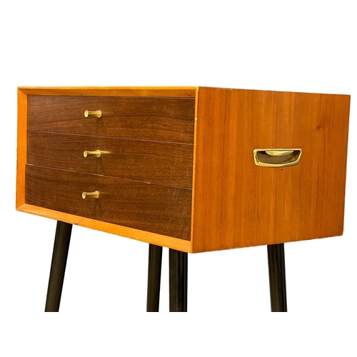 1089 - A Mid Century teak cutlery chest. 59x38x77cm