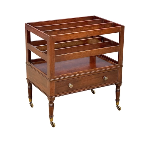 1092 - A good quality 19th century George III style mahogany Canterbury with drawer. Circa 1880. 46x31x50cm