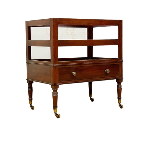 1092 - A good quality 19th century George III style mahogany Canterbury with drawer. Circa 1880. 46x31x50cm