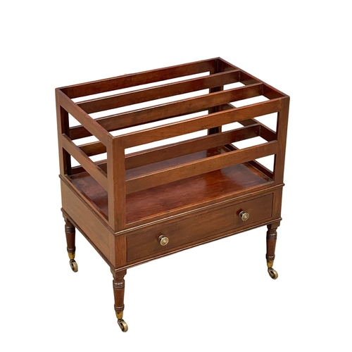 1092 - A good quality 19th century George III style mahogany Canterbury with drawer. Circa 1880. 46x31x50cm