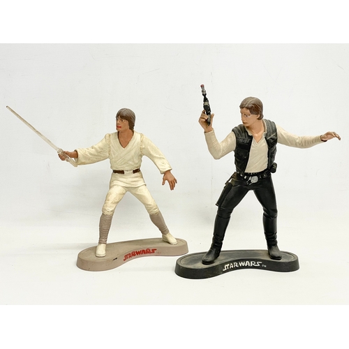 76 - 2 large 1995 Ertl ‘Star Wars’ painted models. Luke Skywalker and Han Solo. 30cm