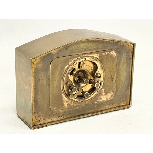 86 - A 1930’s French brass windup mantle clock. 14x5x10cm