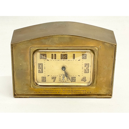 86 - A 1930’s French brass windup mantle clock. 14x5x10cm