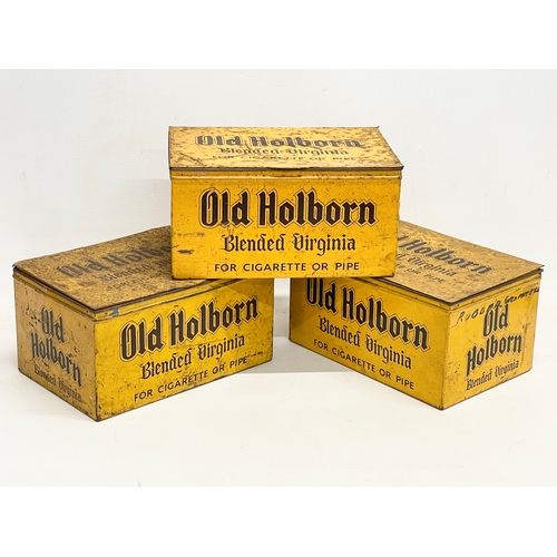 87 - 3 large vintage ‘Old Holborn’ Blended Virginia tobacco tins. 22x15x11.5cm