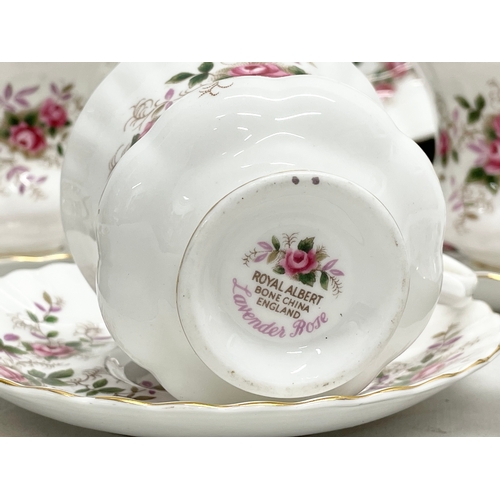 601 - 11 pieces of Royal Albert Lavender Rose. Including 4 coffee cups 9.5x7cm, 3 saucers 12.5cm, a cake p... 