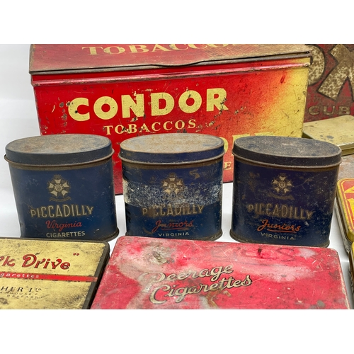 88 - A collection of vintage tins. Including 3 rare Piccadilly Juniors Virginia Tobacco tins, a large Gal... 